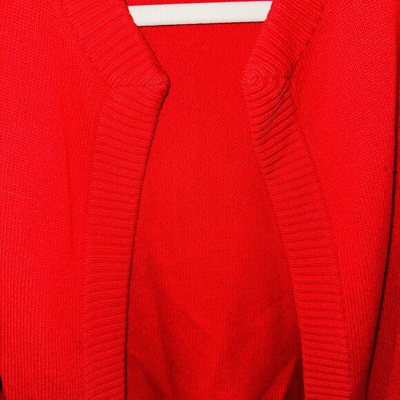 Vintage Ballantyne Red Cashmere Open Cardigan Sweater Made in Scotland Medium - Picture 2 of 5